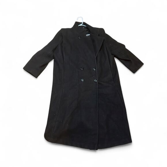 ADA Vintage Womens Wool Winter Long Cape Coat Black Button Sz 24 Made in Canada - Picture 1 of 6